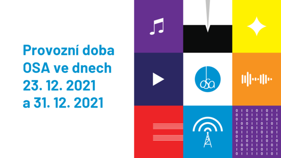 Provozní doba OSA ve dnech 23. 12. 2021 a 31. 12. 2021